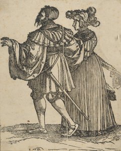 Casal Caminhando para a Esquerda VI, do re-ataque The Wedding Dancers. de Hans Schäufelein the Elder