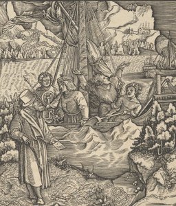 Unfalo Colocando em Perigo o Navio de Theuerdanck, de Theuerdanck, 1517. de Hans Schäufelein the Elder