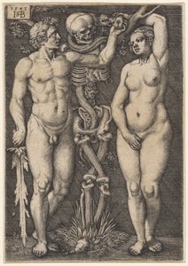 Adão e Eva, 1543 de Hans Sebald Beham