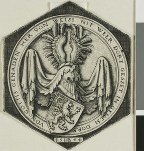 Brasão de armas com um leão desenfreado de Hans Sebald Beham