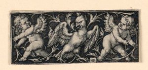 Friso com dois putti fugindo de uma águia de Hans Sebald Beham