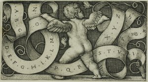 Génio com o alfabeto de Hans Sebald Beham
