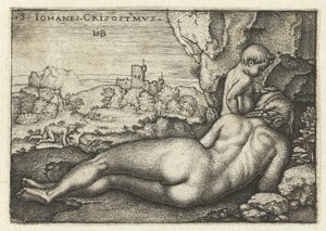 São João Crisóstomo como um eremita no deserto de Hans Sebald Beham