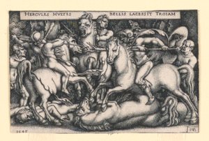 Hércules lutando contra os troianos de Hans Sebald Beham
