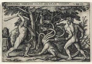 Hércules matando a Hidra, 1545 (gravura sobre papel) de Hans Sebald Beham
