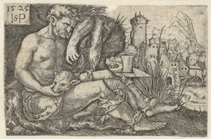 Pastor e uma ovelha de Hans Sebald Beham