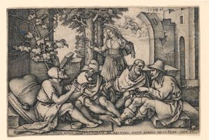 Job conversando com seus amigos de Hans Sebald Beham