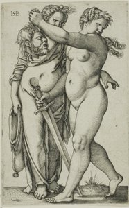 Judite, caminhando para a esquerda, e a sua serva de Hans Sebald Beham