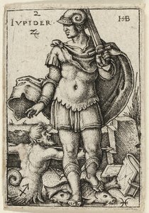Júpiter, placa dois de Os Sete Planetas com os Zodíacos de Hans Sebald Beham
