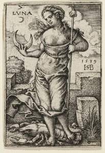 Lua, placa sete de Os Sete Planetas com os Zodíacos de Hans Sebald Beham