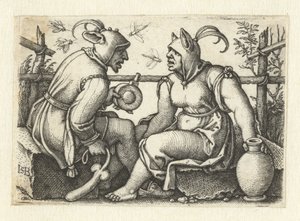 Jester com falo e nar feminino de Hans Sebald Beham