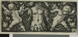 Ornamento com Armadura e Dois Gênios, de Quatro Vinhetas de Hans Sebald Beham