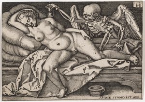 Menina dormindo e morte, 1548 de Hans Sebald Beham
