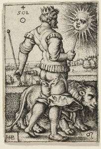Sol, placa quatro de Os Sete Planetas com os Zodíacos de Hans Sebald Beham