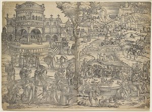 A Festa de Herodes (xilogravura, impressa de dois blocos) de Hans Sebald Beham