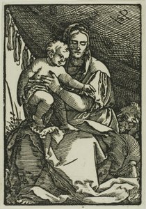 A Sagrada Família sob o dossel de Hans Sebald Beham