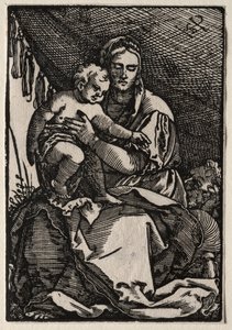 A Sagrada Família sob uma tenda de Hans Sebald Beham