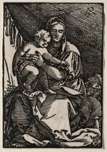 A Sagrada Família debaixo de uma tenda. de Hans Sebald Beham