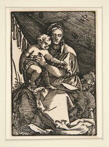 A Sagrada Família sob o dossel de Hans Sebald Beham