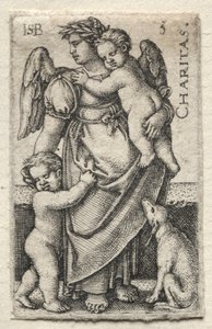 O Conhecimento de Deus e as Sete Virtudes Cardeais: Caridade - Charitas. de Hans Sebald Beham