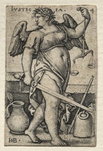 O Conhecimento de Deus e as Sete Virtudes Cardeais: Justiça - Justicia de Hans Sebald Beham