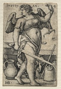 O Conhecimento de Deus e as Sete Virtudes Cardeais: Justiça - Justicia. de Hans Sebald Beham