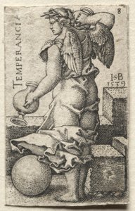 O conhecimento de Deus e as sete virtudes cardeais: temperança - temperança. de Hans Sebald Beham
