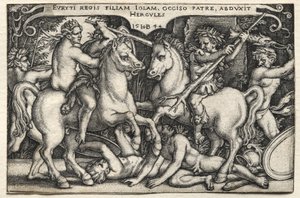 Os trabalhos de Hércules: Hércules sequestrando Iole de Hans Sebald Beham