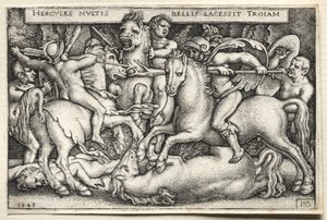 Os trabalhos de Hércules: Hércules conquistando Tróia de Hans Sebald Beham