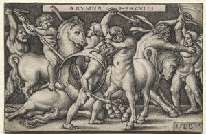 Hércules a derrotar os centauros de Hans Sebald Beham
