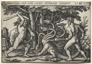Os trabalhos de Hércules: Hércules matando a hidra de Lernean, 1545. de Hans Sebald Beham