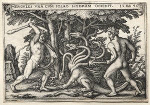Os trabalhos de Hércules: Hércules matando a hidra de Lernean, 1545. de Hans Sebald Beham