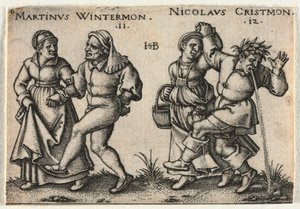 O Casamento Camponês ou os Doze Meses: 11-Martinus Wintermon 12-Nicolaus Cristmon de Hans Sebald Beham