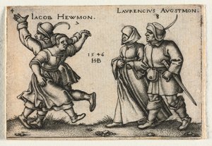 O casamento camponês ou os doze meses: 7 Jacob Hewmon 8-Laurencius Augstmon, 1546. de Hans Sebald Beham
