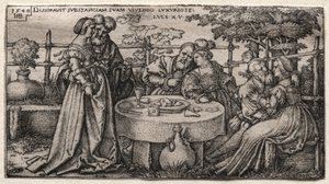 O filho pródigo: desperdiçando sua fortuna de Hans Sebald Beham