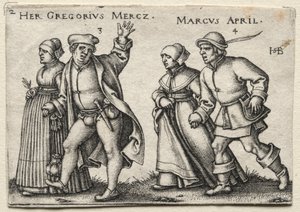 The Village Wedding: Her Gregorius Mercz / Marcus April de Hans Sebald Beham
