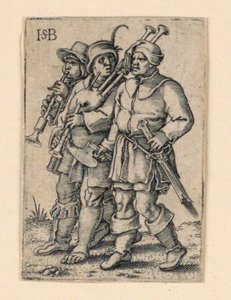 A procissão do casamento: três músicos de Hans Sebald Beham