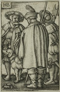 Três soldados e um cão de Hans Sebald Beham