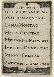 Página de título, de Os Sete Planetas com os Zodíacos de Hans Sebald Beham