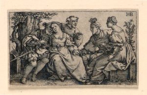 Dois Casais e o Palhaço de Hans Sebald Beham