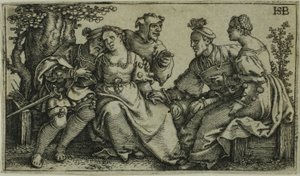 Dois Casais e o Palhaço de Hans Sebald Beham