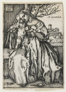 Virgem e criança com um papagaio, 1549 de Hans Sebald Beham