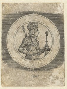 Frente da medalha com retrato do rei Fernando I da Hungria e Boêmia, a meio comprimento de Hans Sebald Beham
