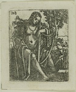 Mulher com uma harpa de Hans Sebald Beham