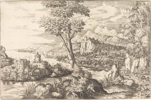 Paisagem com três homens, c. 15581559. de Hans Sebald Lautensack