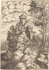 Paisagem com Fortaleza e Escadaria, 1554. de Hans Sebald Lautensack