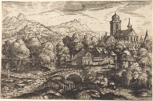 Paisagem montanhosa com uma aldeia, 1553. de Hans Sebald Lautensack