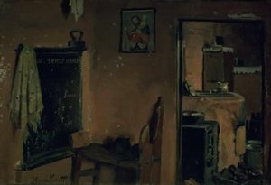 Interior da casa de um camponês de Hans Smidth