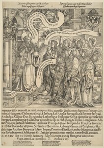O Imperador Maximiliano Apresentado a Cristo por Seus Santos Padroeiros de Hans Springinklee