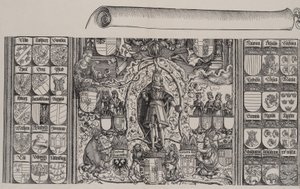 A Porção Superior da Genealogia de Maximiliano, com a Borda Direita do Pergaminho para o..., 1515.